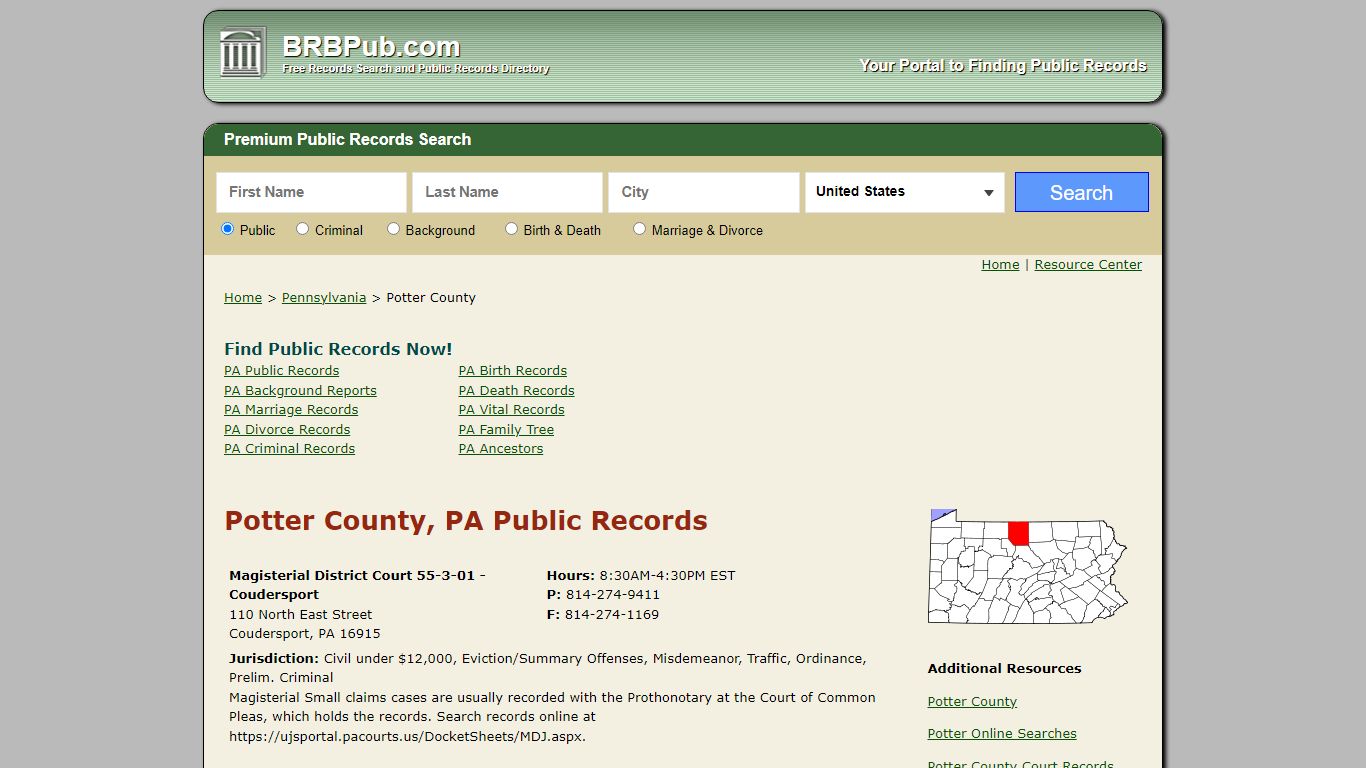 Potter County Public Records | Search Pennsylvania Government Databases